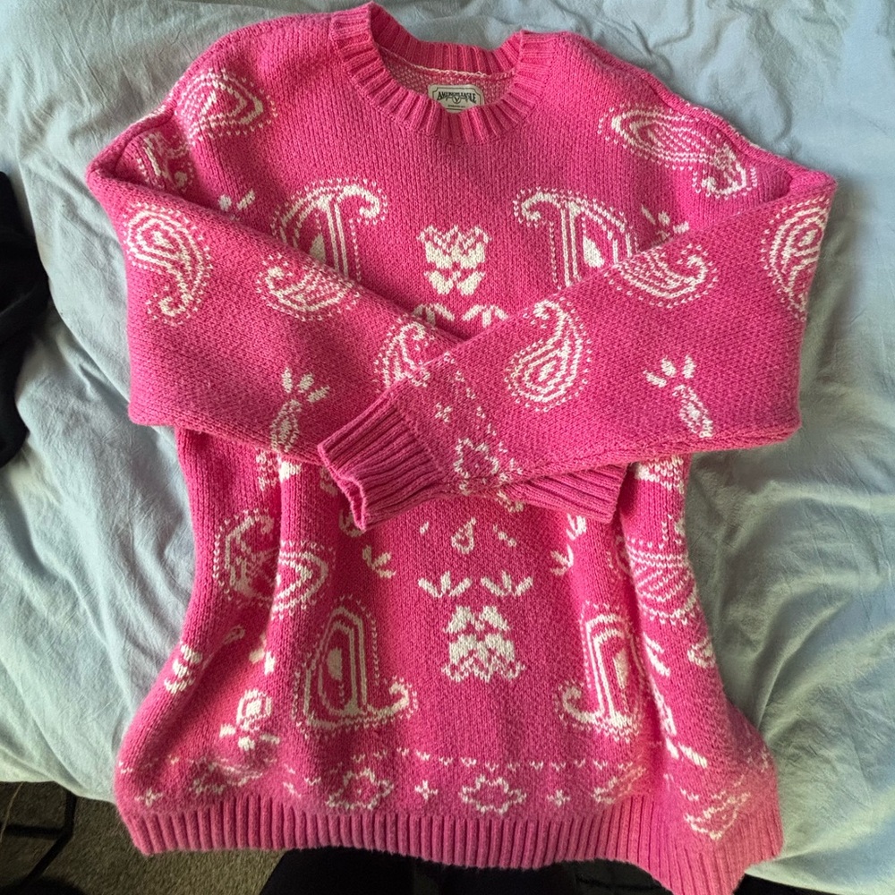 American Eagle Outfitters Pink Paisley Sweater